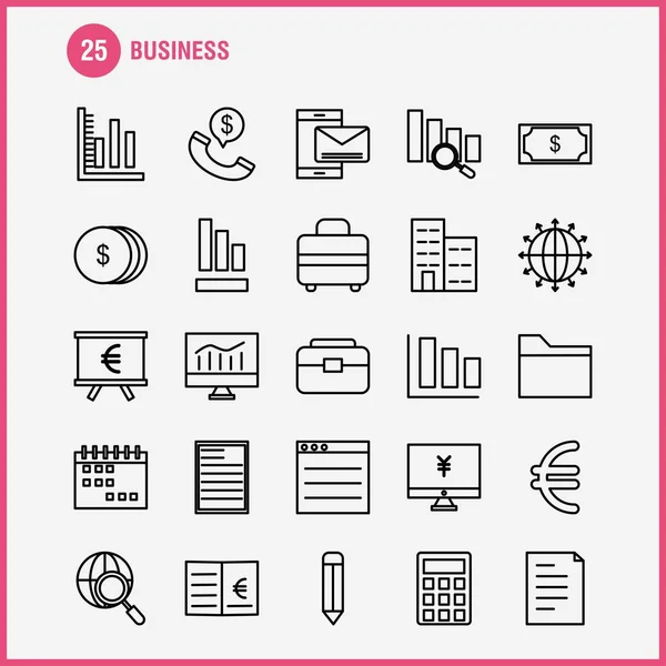 Los Iconos Línea Negocio Fijaron Para Las Infografías Equipo Móvil — Vector de stock