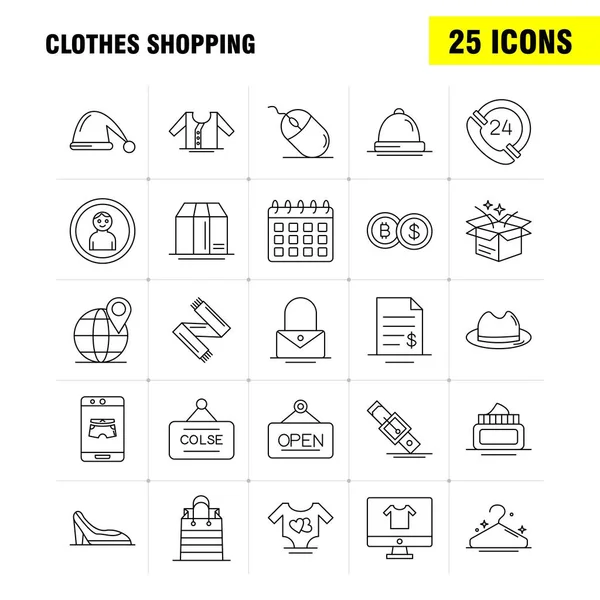 Línea Compras Ropa Icono Para Web Impresión Móvil Kit Tales — Vector de stock