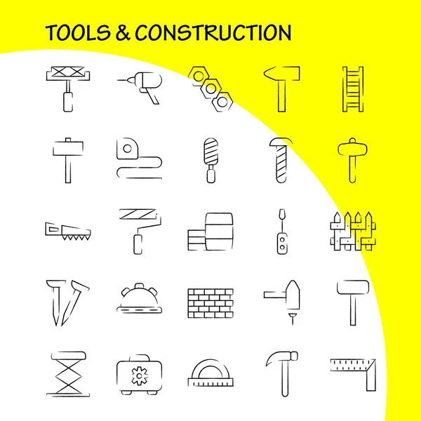 Herramientas Construcción Dibujado Mano Paquete Iconos Para Diseñadores Desarrolladores Iconos — Archivo Imágenes Vectoriales