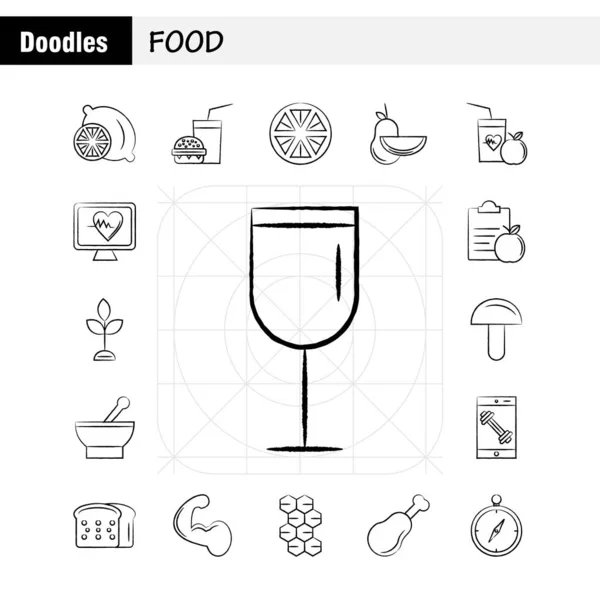 Icono Dibujado Mano Alimentos Para Web Impresión Móvil Kit Tales — Vector de stock