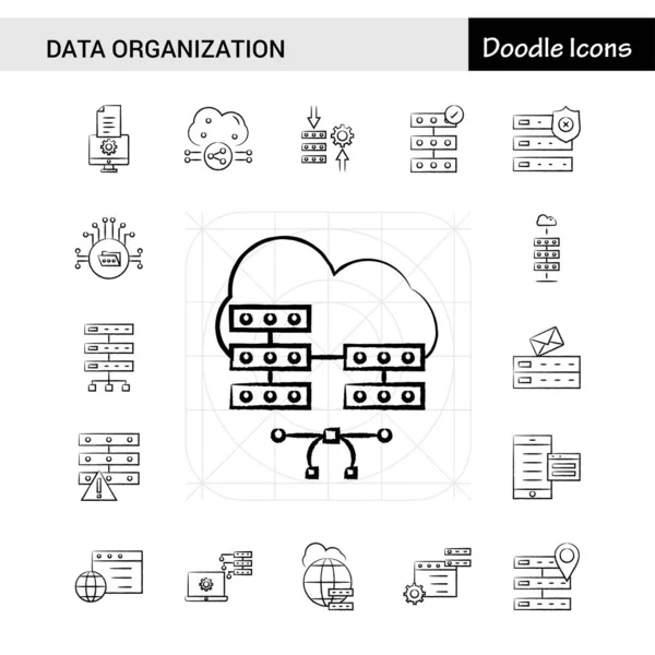 Набор Наборов Иконок Организации Данных — стоковый вектор