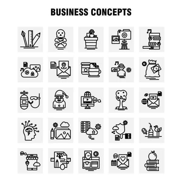 Icônes Ligne Concepts Affaires Réglées Pour Infographie Kit Mobile Conception — Image vectorielle