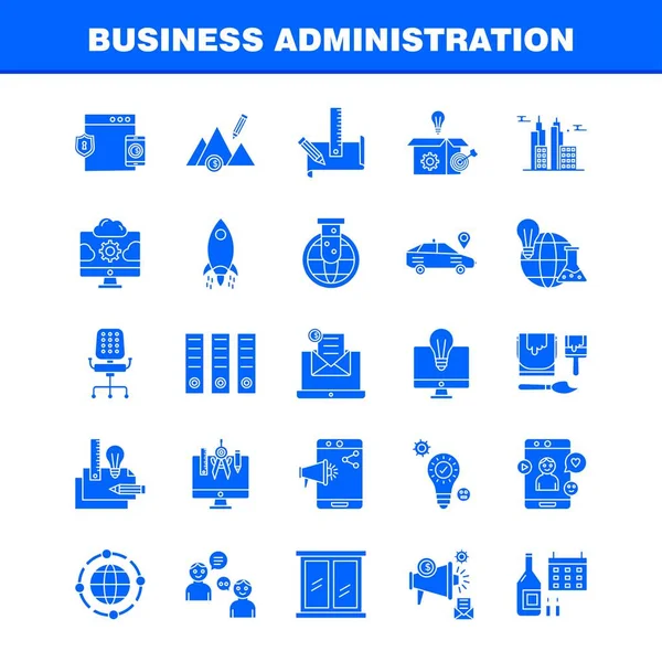 Administração Empresas Solid Glyph Icons Set Infographics Mobile Kit Print —  Vetores de Stock