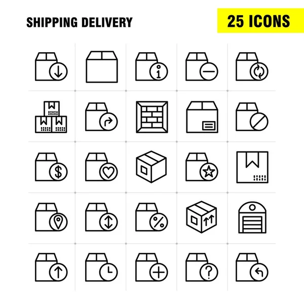Wysyłka Dostawy Linia Icon Pack Dla Projektantów Programistów Ikony Wysyłki — Wektor stockowy