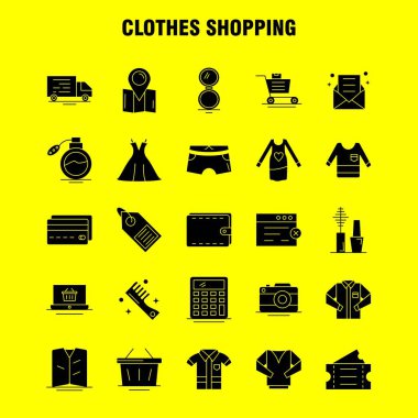 Web, baskı ve mobil Ux/UI için sağlam karakter simgesi alışveriş giyim seti. Gibi: hastane, sepet, alışveriş, Bilet, Bilet, seyahat, alışveriş, piktogram Pack sepeti. -Vektör