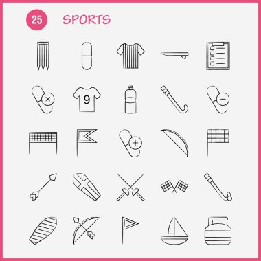 Spor el çekilmiş Icon Web, baskı ve mobil Ux/UI için Kit. Gibi: şişe, enerji, yeşil, içki, eskrim, spor, kılıç, enerji, piktogram paketi. -Vektör