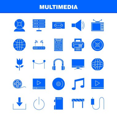 Web, baskı ve mobil Ux/UI için Multimedya katı glif simge seti. Gibi: Off, Tarih, güç, başlangıç, geçiş, çiçek, çiçek, botanik, piktogram paketi. -Vektör