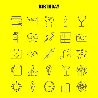 Doğum günü satırı simgesi Web, baskı ve mobil Ux/UI için Kit. Gibi: Takvim, gün, Tarih, aşk, cam, içki, şarap, buğday, piktogram paketi. -Vektör