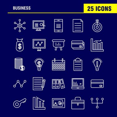 İş hattı Icons Set için Infographics, mobil Ux/UI Kit ve baskı tasarımı. Şunları içerir: Küre, Internet, ağ, vektör, pasaport, Euro, kitap, belge, koleksiyon Modern Infographic Logo ve piktogram. -Vektör