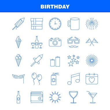 Doğum günü satırı simgesi Web, baskı ve mobil Ux/UI için Kit. Gibi: Takvim, gün, Tarih, aşk, cam, içki, şarap, buğday, piktogram paketi. -Vektör
