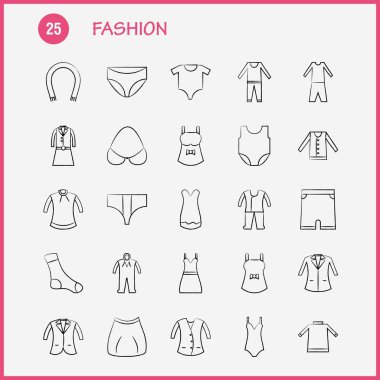 Moda el çekilmiş Icons Set için Infographics, mobil Ux/UI kiti 