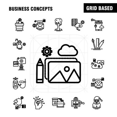 İş kavramları satır Icons Set Infographics, mobil Ux/UI için Kit ve baskı tasarımı. Şunları içerir: Para çantası, para, dolar, para birimi, Dükkanı, Pazar, para, koleksiyon Modern Infographic Logo ve piktogram. -Vektör