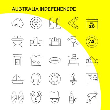 Avustralya bağımsızlık el çekilmiş Icon Pack için tasarımcılar ve geliştiriciler. Hayvan, denizanası, deniz, deniz ürünleri, simgeleri baş güvenlik, sigorta, koruma, vektör