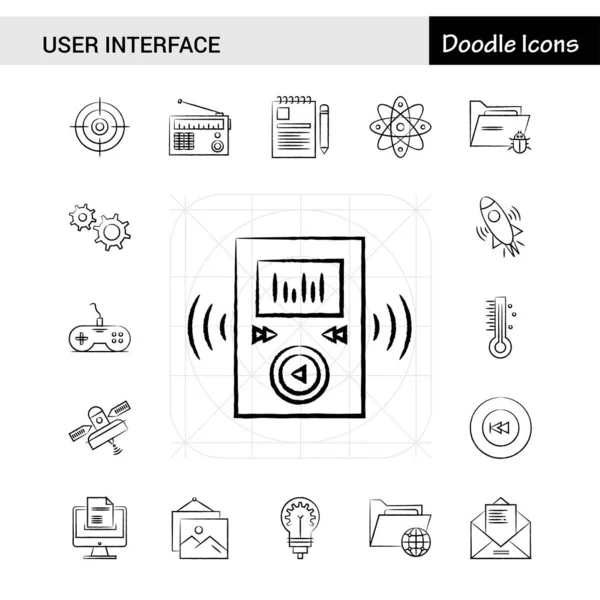 Ensemble Icônes Dessinées Main Pour Interface Utilisateur — Image vectorielle