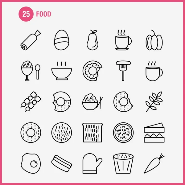 Set Icone Della Linea Alimentare Infografica Kit Mobile Design Stampa — Vettoriale Stock