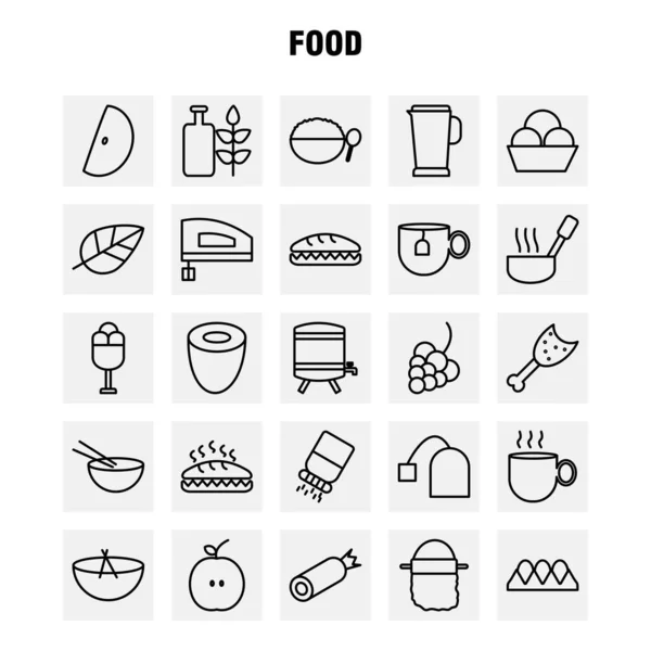 Conjunto Ícones Linha Alimentos Para Infográficos Kit Móvel Design Impressão —  Vetores de Stock