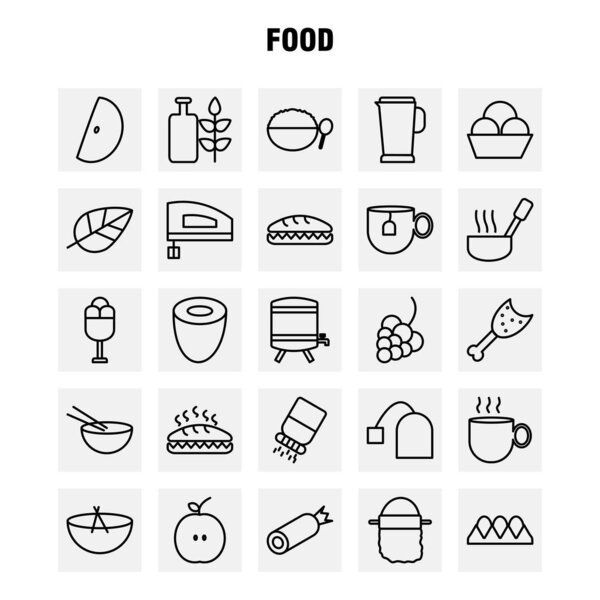 Food  Line Icons Set For Infographics, Mobile UX/UI Kit And Print Design. Include: Pot, Cooking, Food, Meal, Kettle, Tea, Food, Meal, Collection Modern Infographic Logo and Pictogram. - Vector