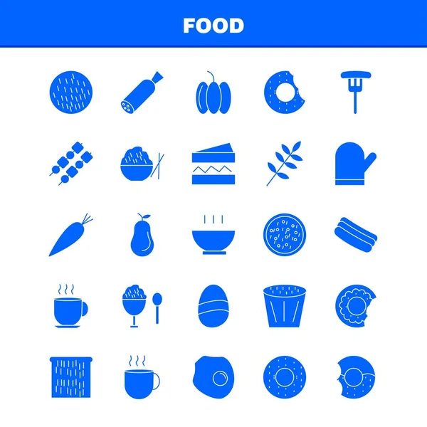 Conjunto de ícones de glifo sólido de alimentos para infográficos, kit móvel UX / UI e —  Vetores de Stock