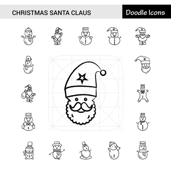 Набор из 17 рождественских иконок Деда Мороза
