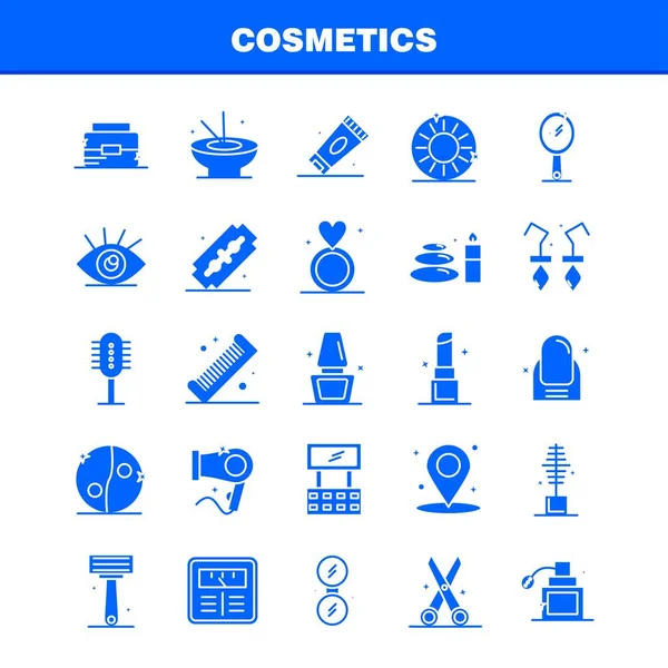 Kosmetik solide glyphen symbole set für infografiken, mobile ux / ui k — Stockvektor