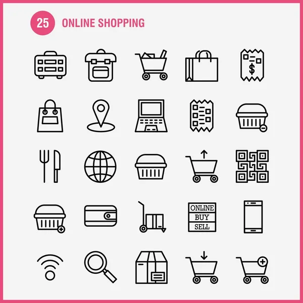 Shopping Line Icon Pack Designers Developers Icons Buy Online Sale — Stock Vector