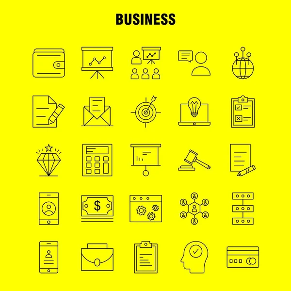 Icona Business Line Web Stampa Mobile Kit Come Esempio Affari — Vettoriale Stock