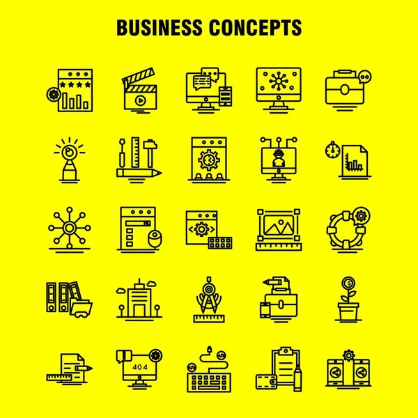 Business Concepts Line Icons Set Infographics Mobile Kit Print Design — стоковый вектор