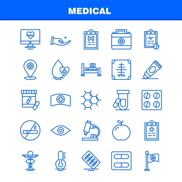 Набор Иконок Медицинской Линии Инфографики Мобильного Набора Дизайна Печати Включает — стоковый вектор