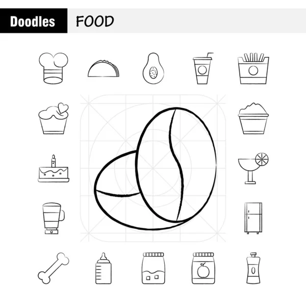 Conjunto Iconos Dibujados Mano Alimentos Para Infografías Equipo Móvil Diseño — Vector de stock