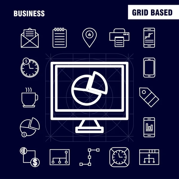 Conjunto Ícones Linha Negócios Para Infográficos Kit Móvel Design Impressão — Vetor de Stock