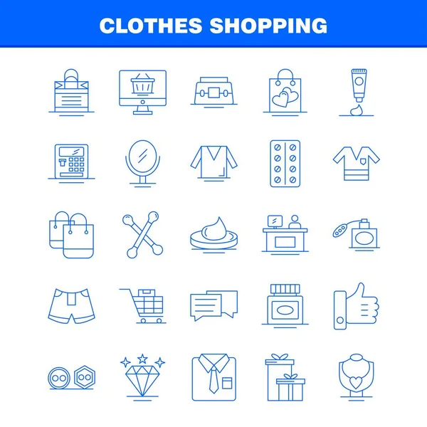 Ícone de linha de compras de roupas para Web, impressão e kit móvel UX / UI . —  Vetores de Stock