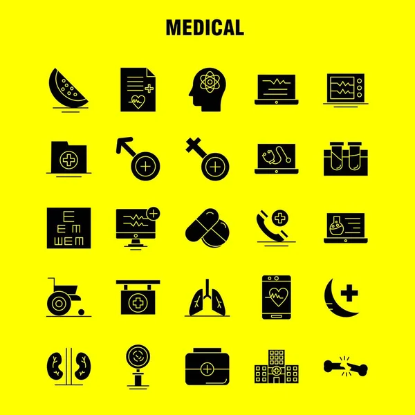 Medizinische Solide Glyphen Symbole Für Infografik Mobiles Kit Und Print — Stockvektor