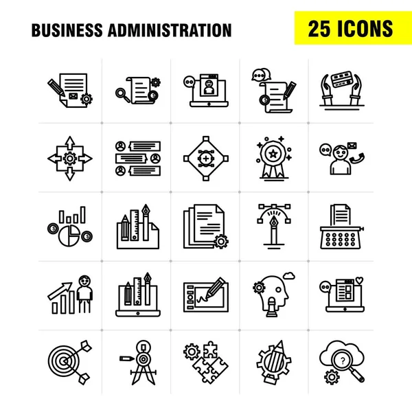 Juego Iconos Línea Administración Empresas Para Infografías Kit Móvil Diseño — Archivo Imágenes Vectoriales