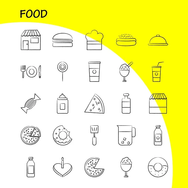 Набір Іконок Боку Звернено Їжу Інфографіки Мобільні Kit Друку Дизайн — стоковий вектор