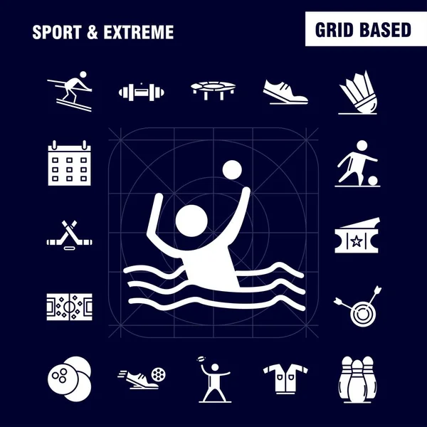 Sport Ekstremalnych Glifów Stałe Ikony Zestaw Infografiki Mobilnych Kit Projektowania — Wektor stockowy