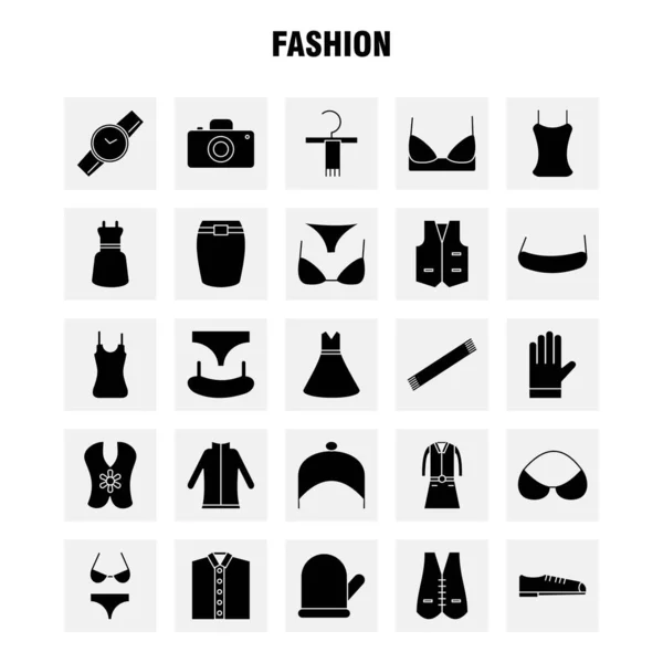 Mode Solide Glyphen Symbole Für Infografik Mobiles Kit Und Print — Stockvektor