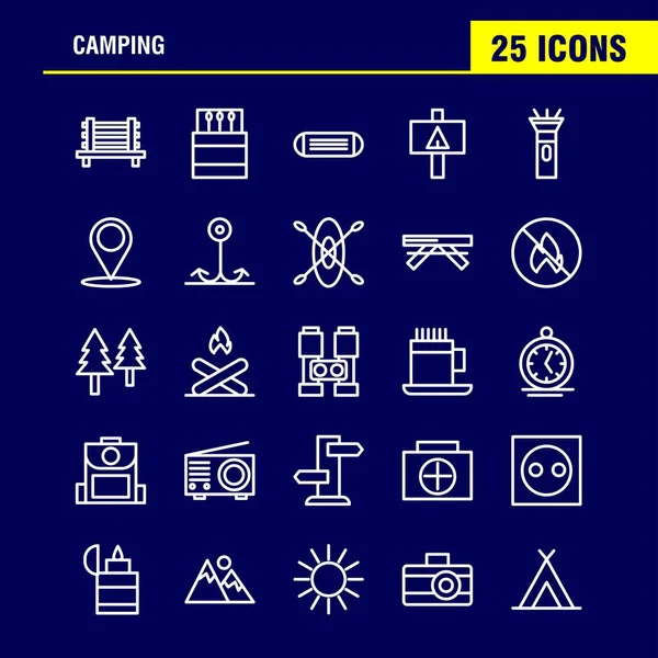 Paquete Iconos Camping Line Para Diseñadores Desarrolladores Iconos Banco Acampar — Vector de stock