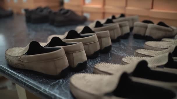 Convoyeur automatique avec chaussures décontractées modernes élégantes — Video