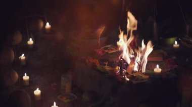 Hindistan 'da puja ya da yajna töreni ve Hindu geleneksel kutsal ritüeli