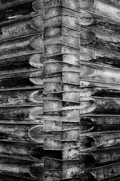 Log Joints Black White Sharp Photo Wooden Rough Traditional Wall — Stock Photo, Image