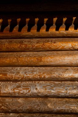 Ahşap kaba geleneksel duvar günlükleri, odunsu doku