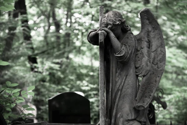 Kederli Angel. 19. yüzyıl, Alman Türbesi (şehir Moscow.Weeping melek bir haç, metin için yer ile tanıtıldı)