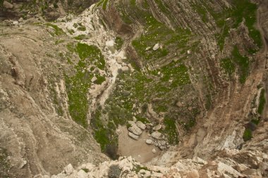 Jericho, nerede Efsaneye göre şeytan cazip İsa, taşlar, nadir Yeşiller yer temptation Manastırı uçurum altına görüntülemek.