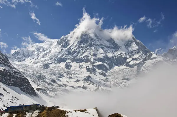 Snow Mountain Annapurna Jižní Výlet Annapurna Základní Tábor Nepál — Stock fotografie