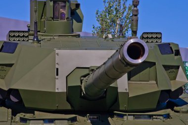 Askeri merkezi Alabino, Moscow region / Rusya: 24 Ağustos 2018: ordu Forum T-14 Armata ana muharebe tankı. Tank, silah varil Kulesi.