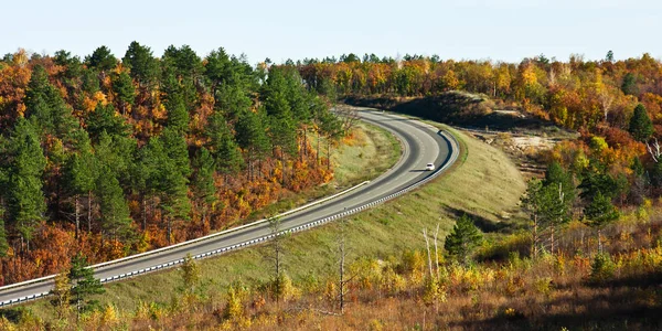 Russia Far East, the Amur track in autumn, a highway on the border with China.