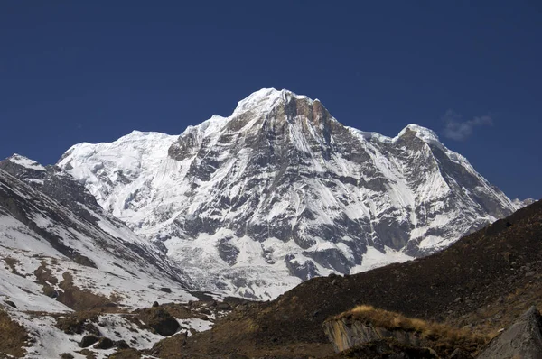Snow Góry Annapurna Południowej Trekking Bazy Annapurna Camp Nepal — Zdjęcie stockowe