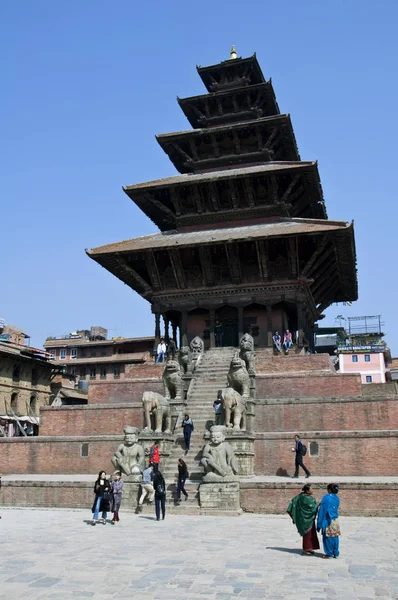 Храм Nyatapol Бхактапур Непалі Лютого 2017 Храм Nyatapole Головній Площі — стокове фото
