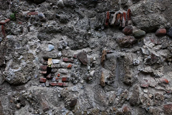 Antigua Pared Sombría Piedras Grises Colocación Caótica Fondo — Foto de Stock