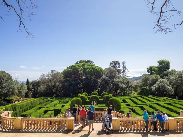 Barcelona Hiszpania Września 2017 Widok Ivisiting Turystów Labirynt Horta — Zdjęcie stockowe